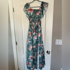 SHEIN floral off the shoulder maxi dress with slit.